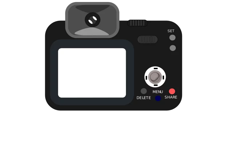 Digital Camera Control Panel Interface with Navigation Buttons and LCD Screen