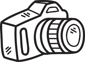 Minimalist Black and White Digital Camera Line Drawing Photography Clipart