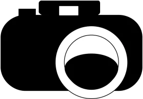 Minimalist Black Camera Silhouette with Large Lens Clipart for Photography Enthusiasts