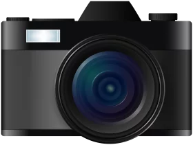 Professional Digital Photography Camera Clipart with Blue Lens Reflection