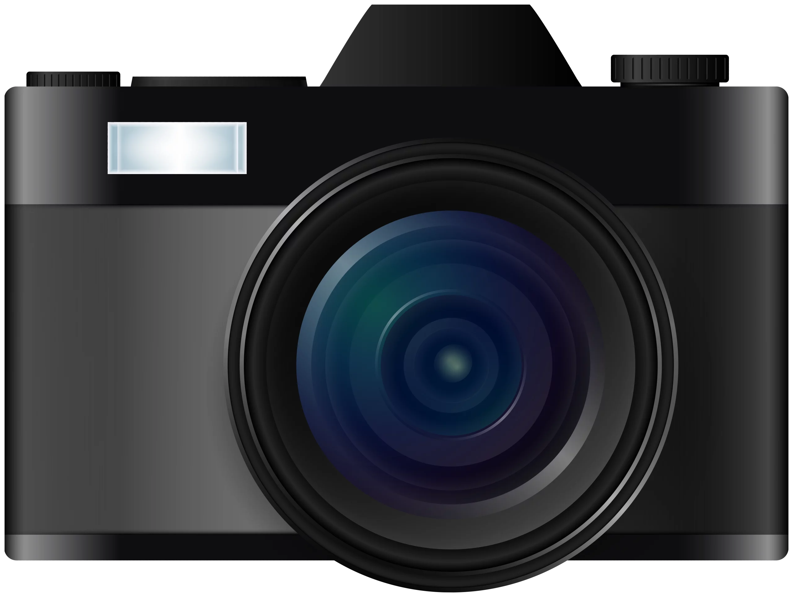 Professional Digital Photography Camera Clipart with Blue Lens Reflection