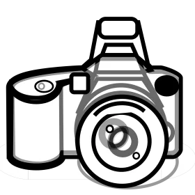 Classic Film Camera Design in Black and White Outline Style Clipart