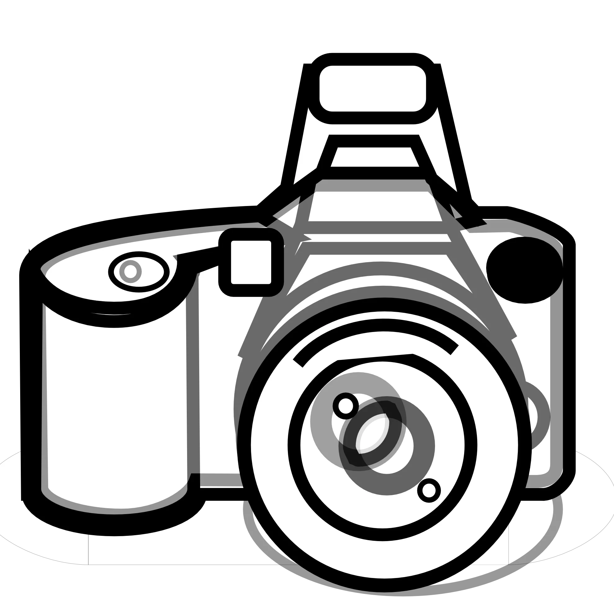 Classic Film Camera Design in Black and White Outline Style Clipart