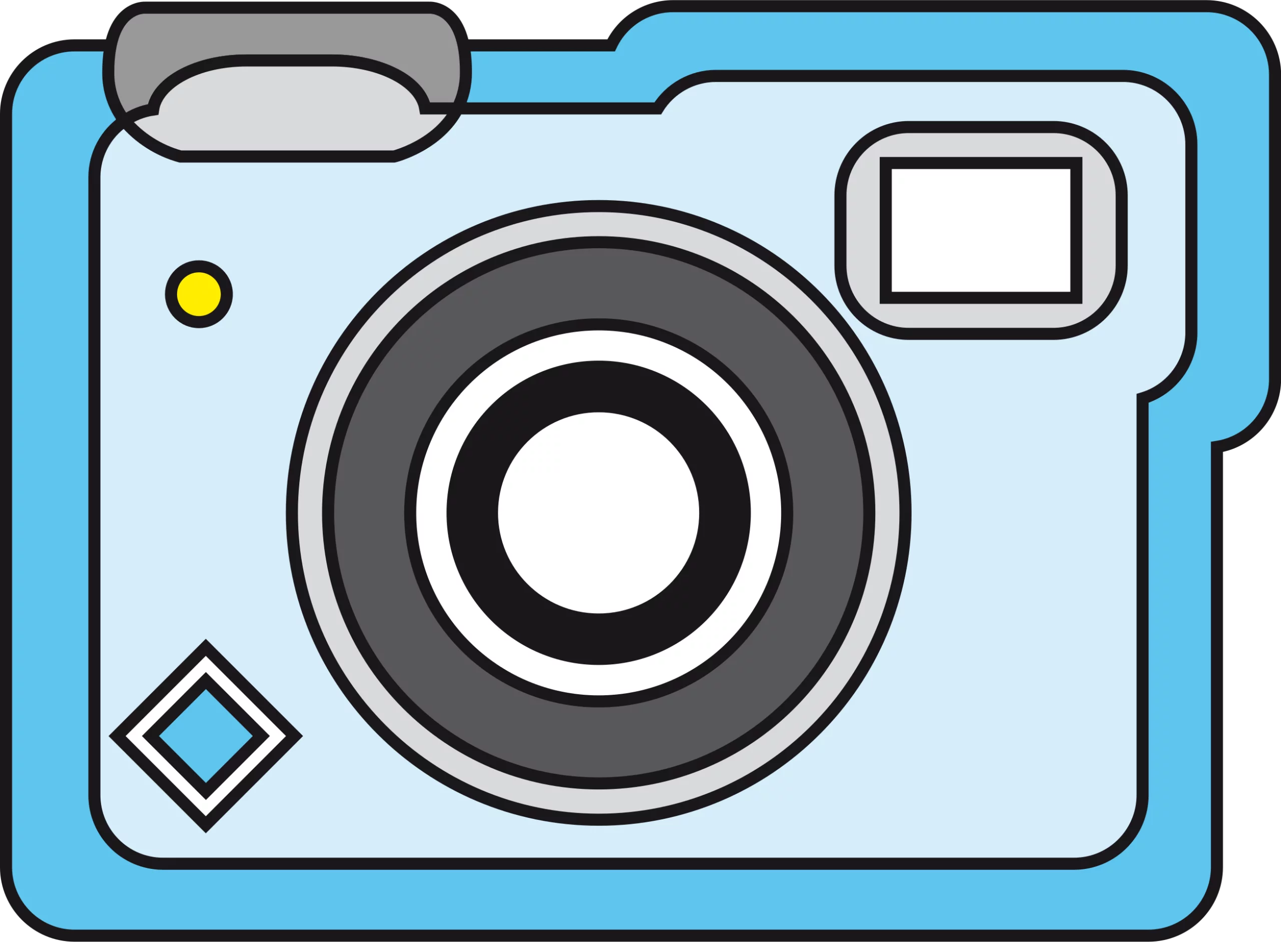 Cute Blue Digital Camera Clipart Illustration for Photography Enthusiasts