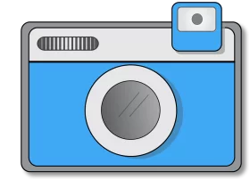 Minimalist Blue Digital Camera Electronic Device Photography Clipart Illustration