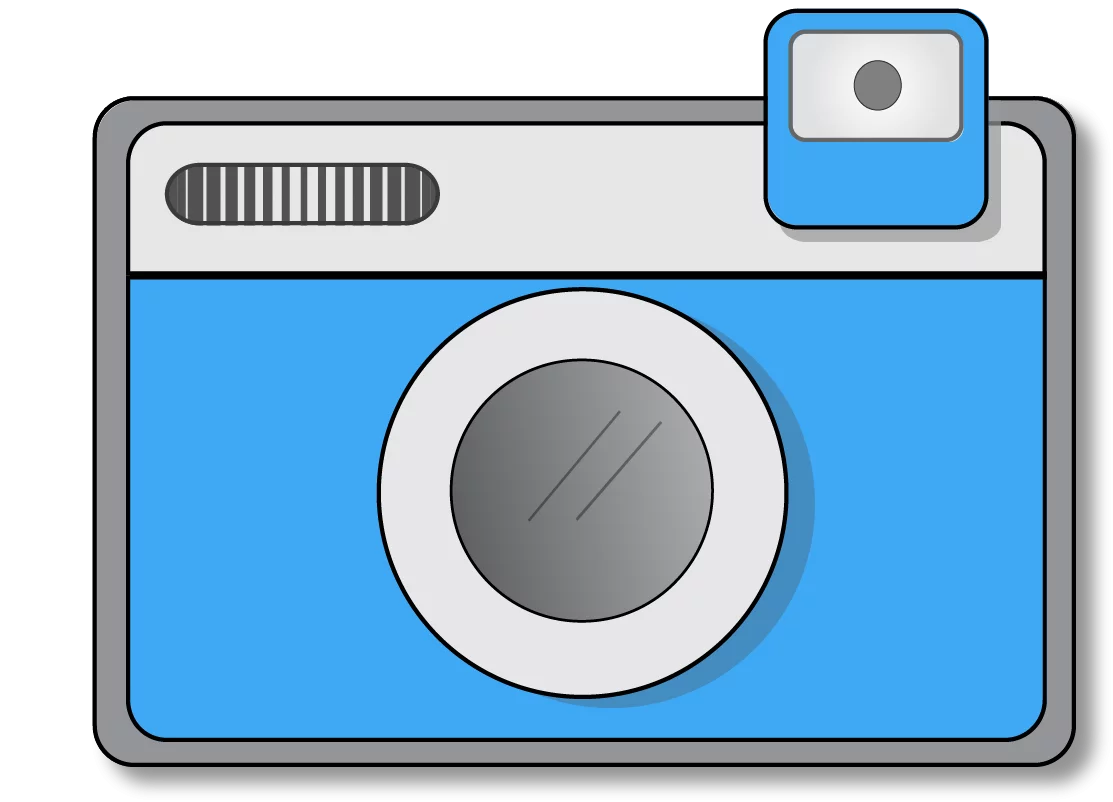 Minimalist Blue Digital Camera Electronic Device Photography Clipart Illustration