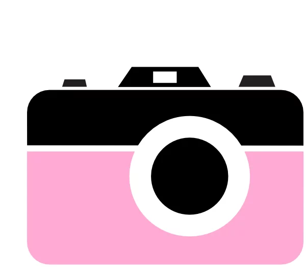 Minimalist Pink and Black Camera Clipart Illustration with Simple Design