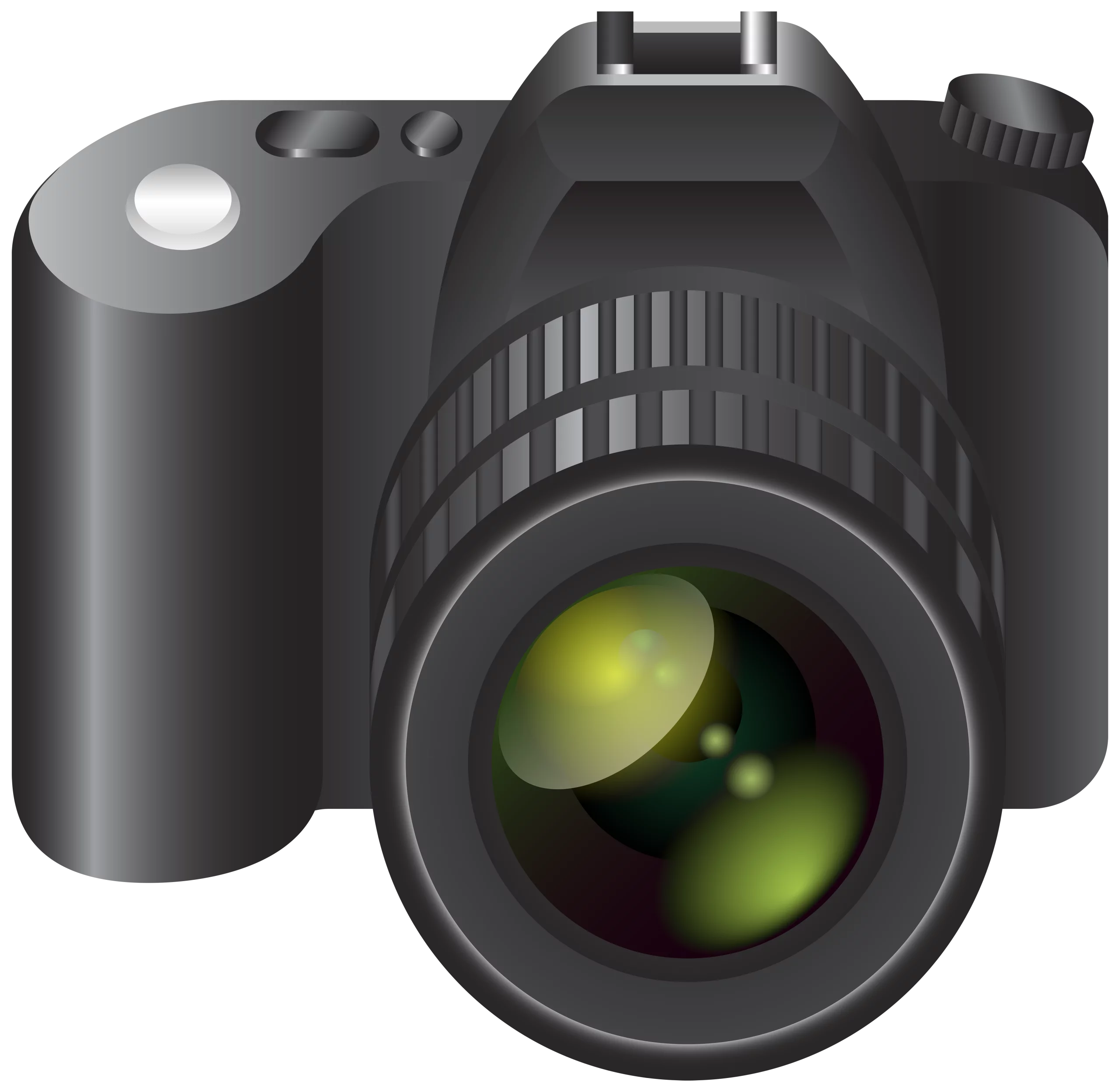 Professional Digital SLR Camera with Vibrant Lens Reflections Clipart