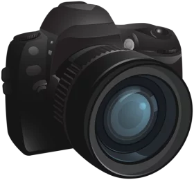 Professional Digital SLR Photography Equipment with Telephoto Lens Clipart Illustration