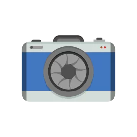 Simple Blue and Gray Digital Camera Clipart with Modern Minimal Design