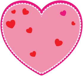 Adorable Pink Heart with Red Heart Embellishments - Romantic Clipart Decoration