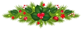 Beautiful Christmas Holly and Pine Festive Arrangement with Red Berries Clipart