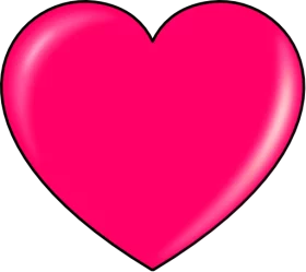 Bright Pink Heart Symbol: Glossy Love Clipart with Shiny Gradient Effect