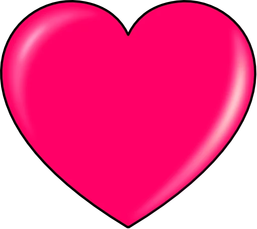 Bright Pink Heart Symbol: Glossy Love Clipart with Shiny Gradient Effect