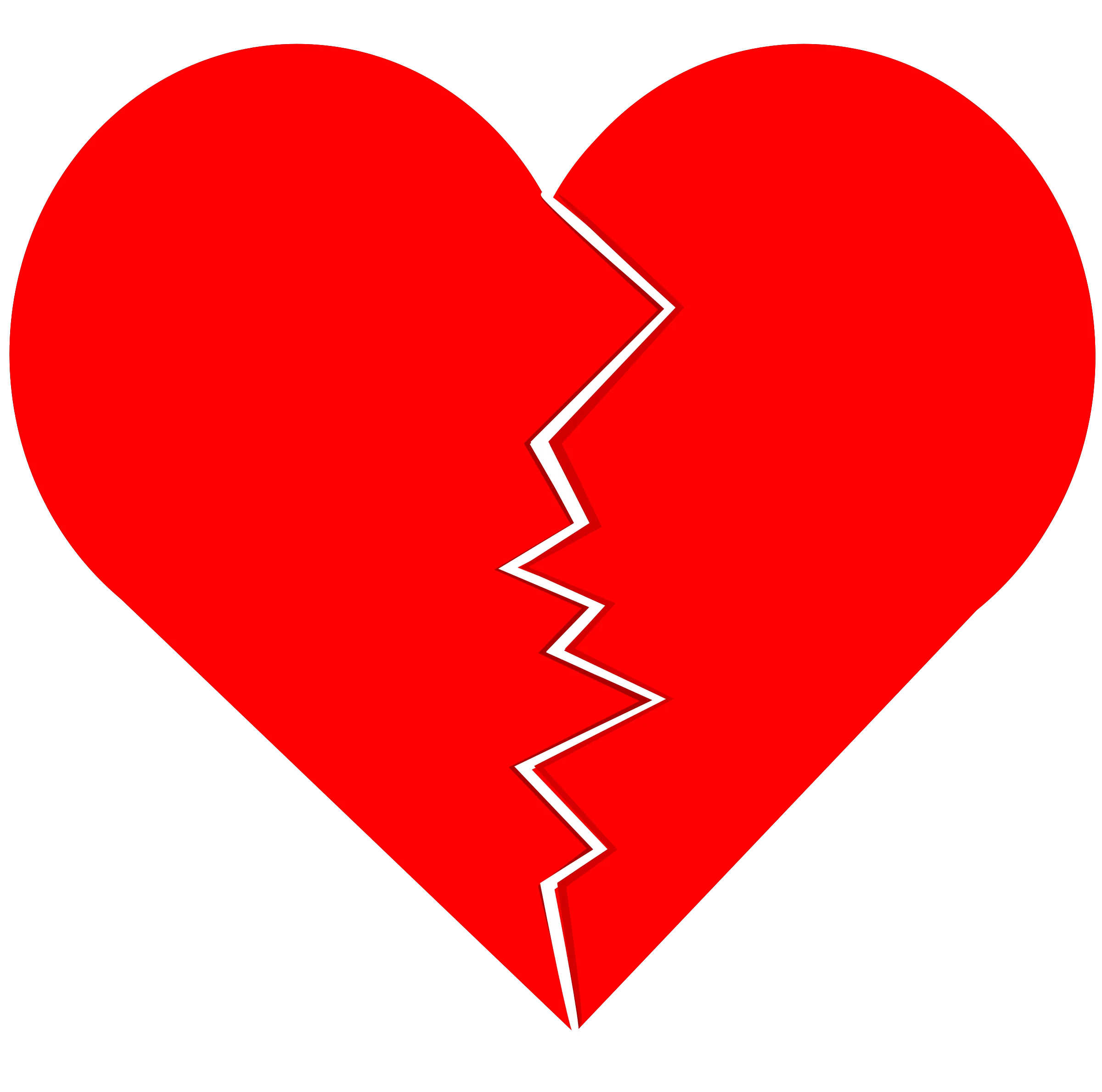 Broken Heart Symbol in Bright Red: Emotional Expression of Heartbreak Clipart