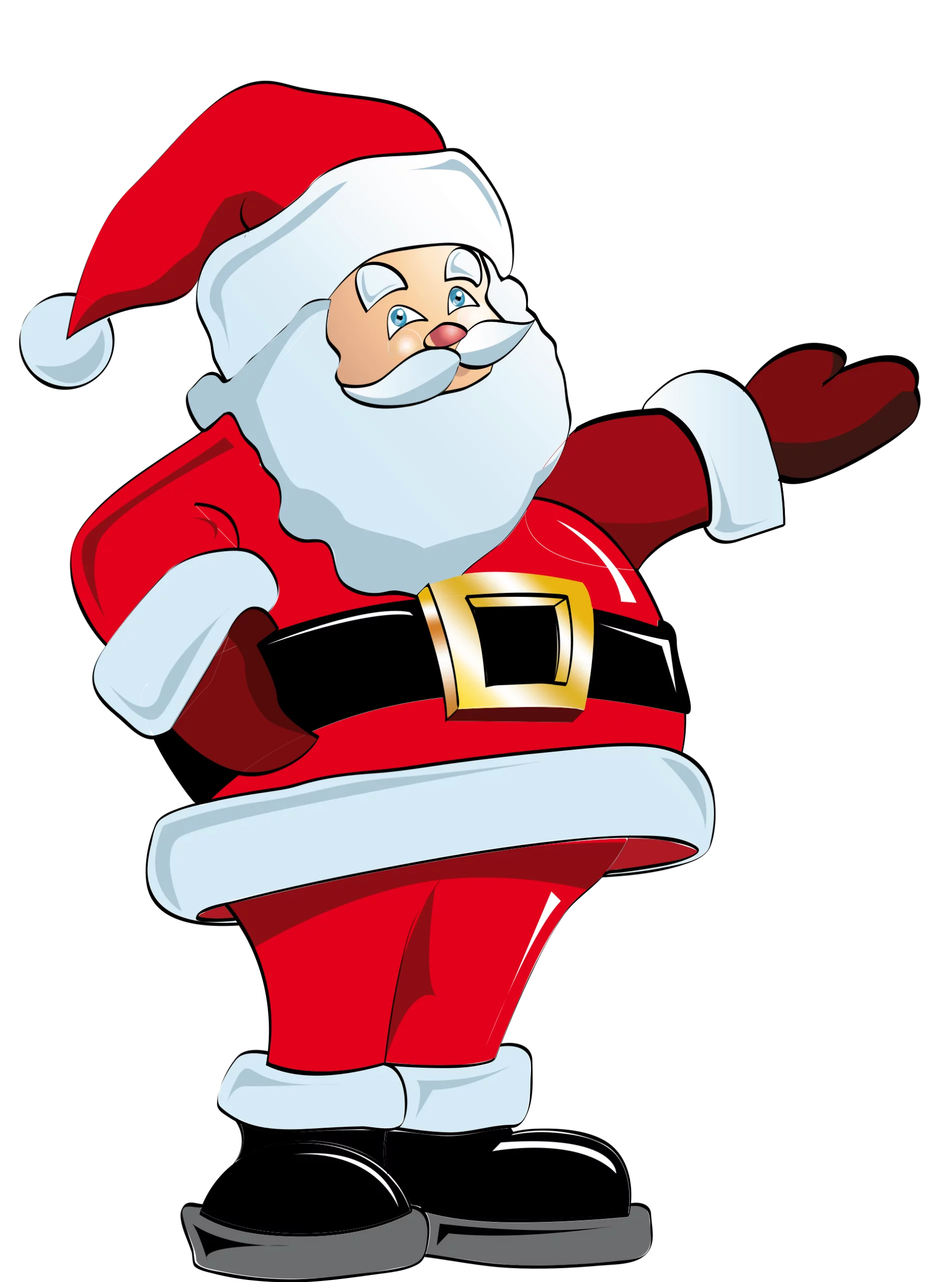 Cheerful Cartoon Santa Claus in Red Suit Waving with Holiday Spirit and Joy