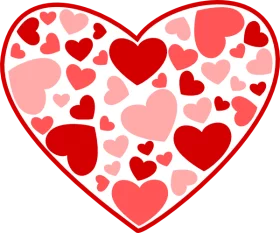 Decorative Heart Pattern Filled with Red and Pink Hearts Valentine Love Clipart