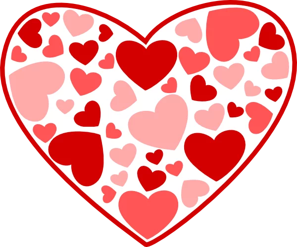 Decorative Heart Pattern Filled with Red and Pink Hearts Valentine Love Clipart