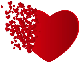 Dispersing Red Heart Fragmenting into Smaller Hearts Valentine Clipart