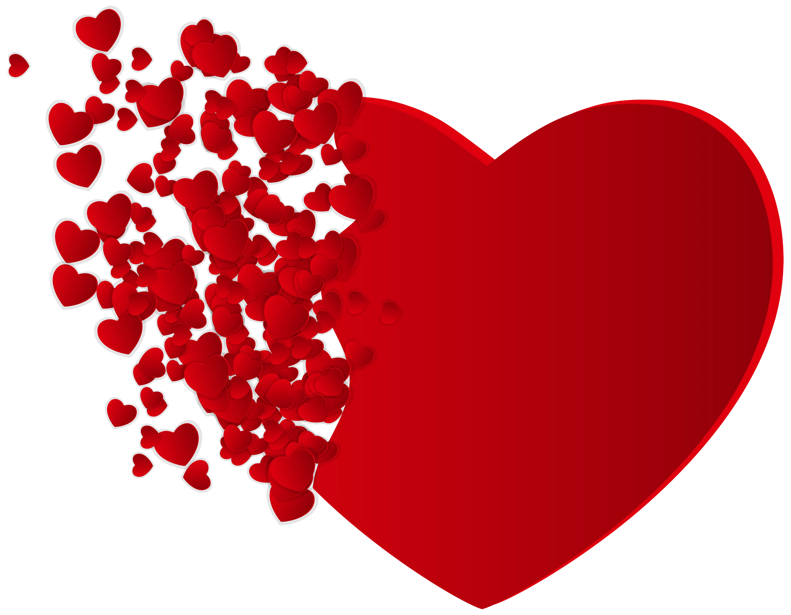 Dispersing Red Heart Fragmenting into Smaller Hearts Valentine Clipart