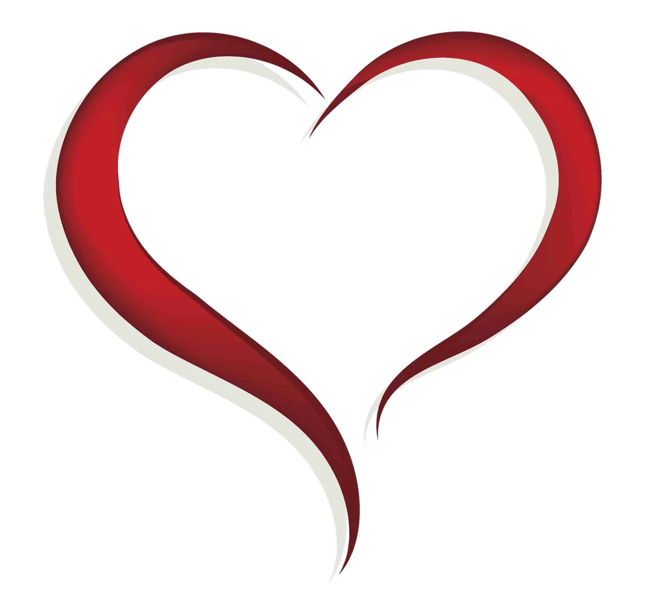 Elegant Flowing Red Heart Ribbon Design - Minimalist Love Symbol Clipart