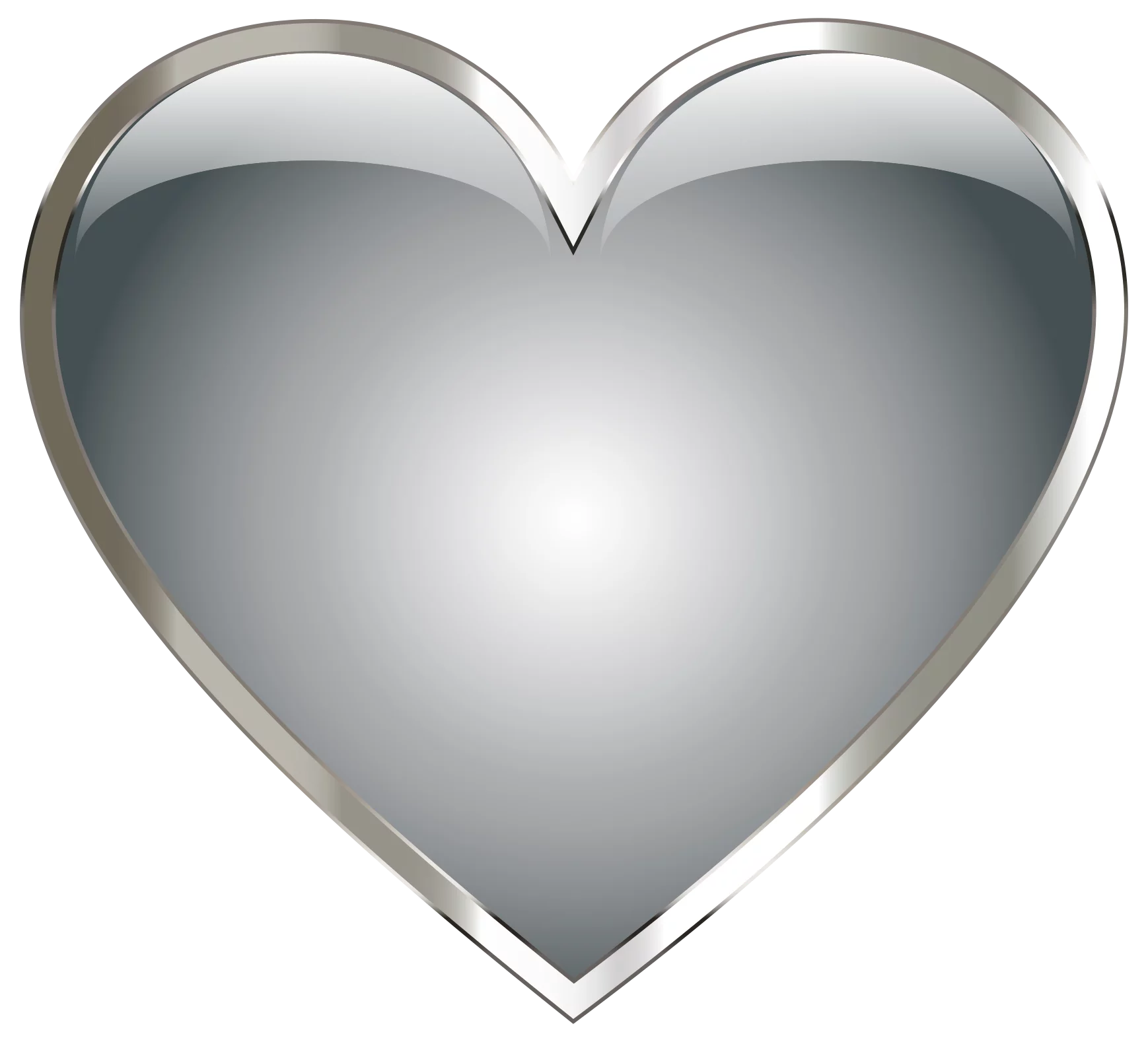 Elegant Silver Metallic Heart with Reflective Surface and Modern Aesthetic