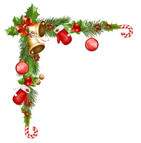 Festive Christmas Corner Border with Holly, Bells and Ornaments Clipart