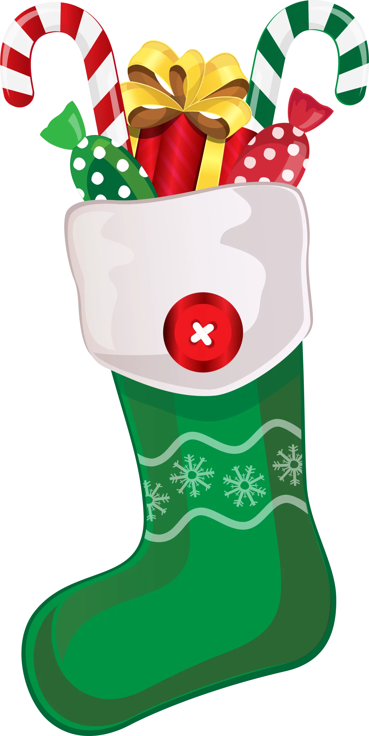 Festive Christmas Stocking Stuffed with Candy Canes and Holiday Gifts Clipart