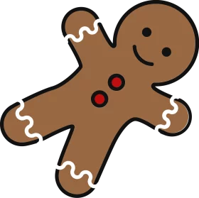 Festive Holiday Gingerbread Man Cookie with White Icing and Red Buttons Clipart