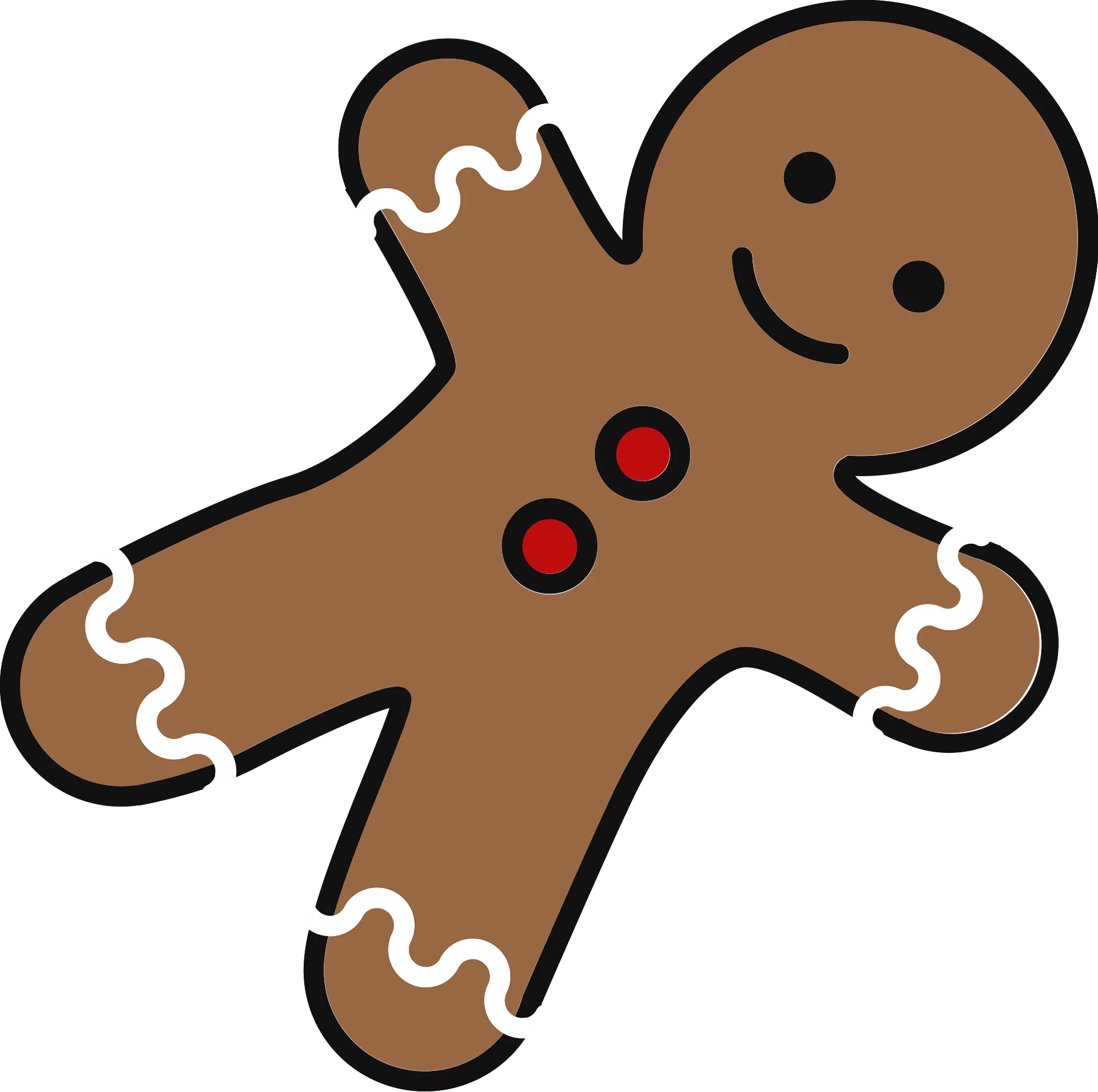 Festive Holiday Gingerbread Man Cookie with White Icing and Red Buttons Clipart