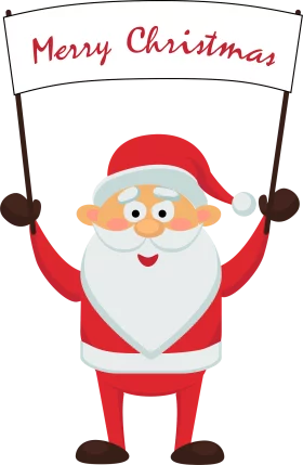 Festive Santa Claus Holding Merry Christmas Banner Cartoon Clipart