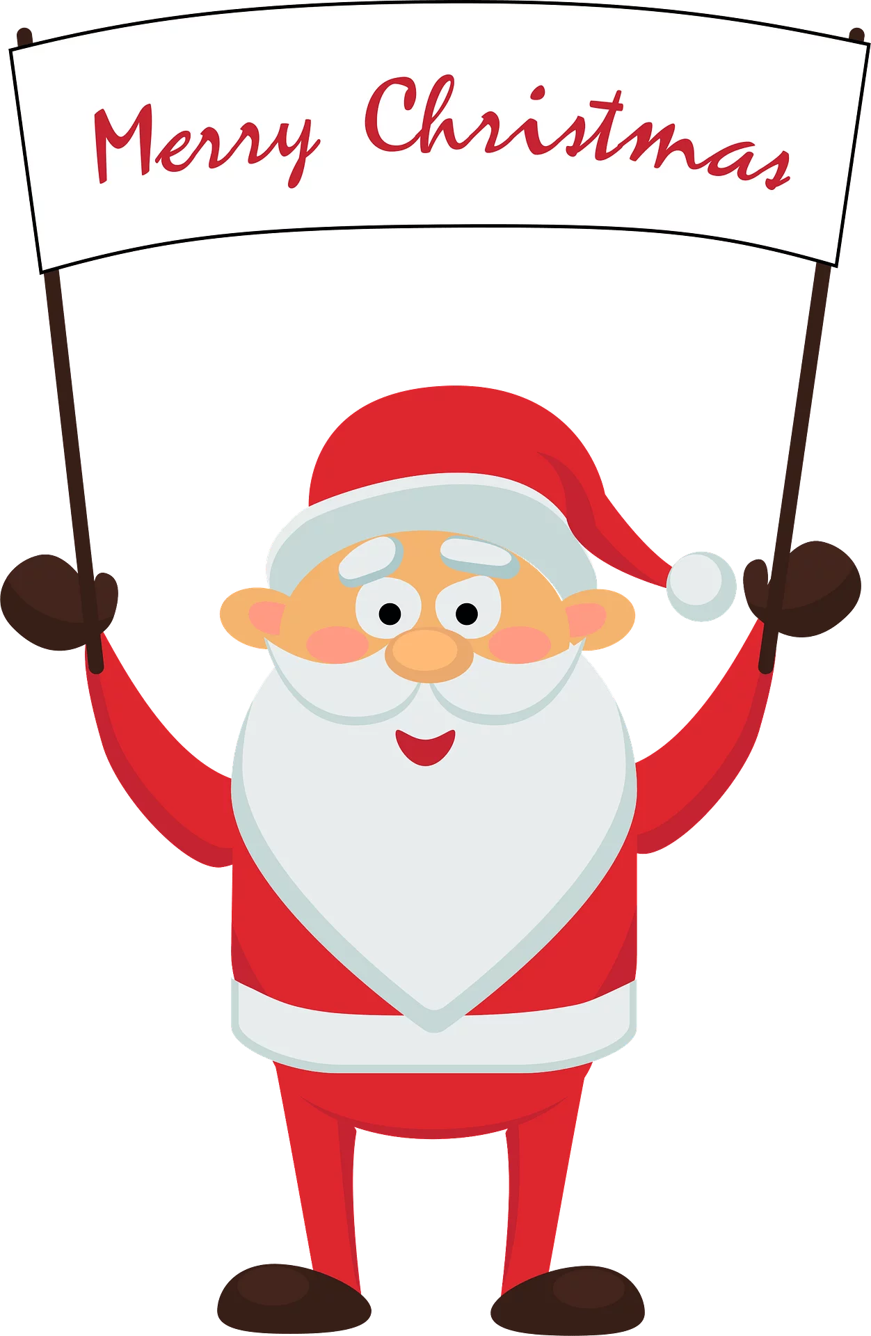 Festive Santa Claus Holding Merry Christmas Banner Cartoon Clipart