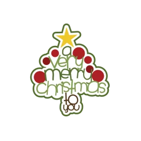 Festive Text Christmas Tree Clipart with 'A Very Merry Christmas To You' Message