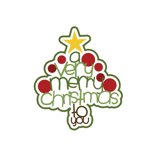 Festive Text Christmas Tree Clipart with 'A Very Merry Christmas To You' Message