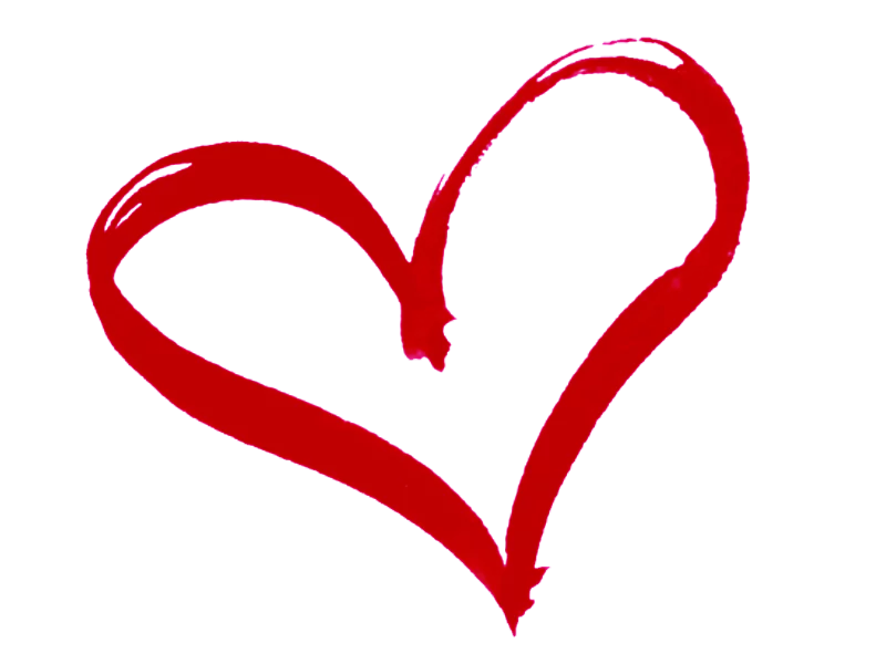 Hand-Drawn Red Brush Stroke Heart - Simple Love Symbol Artistic Clipart