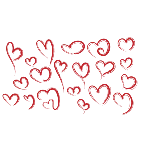 Hand-Drawn Red Heart Sketches Collection - Romantic Valentine's Day Clipart Elements