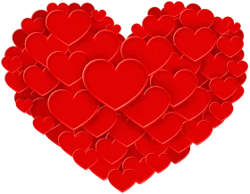 Layered Red Hearts Forming a Single Large Heart Symbol - Romantic Clipart Design