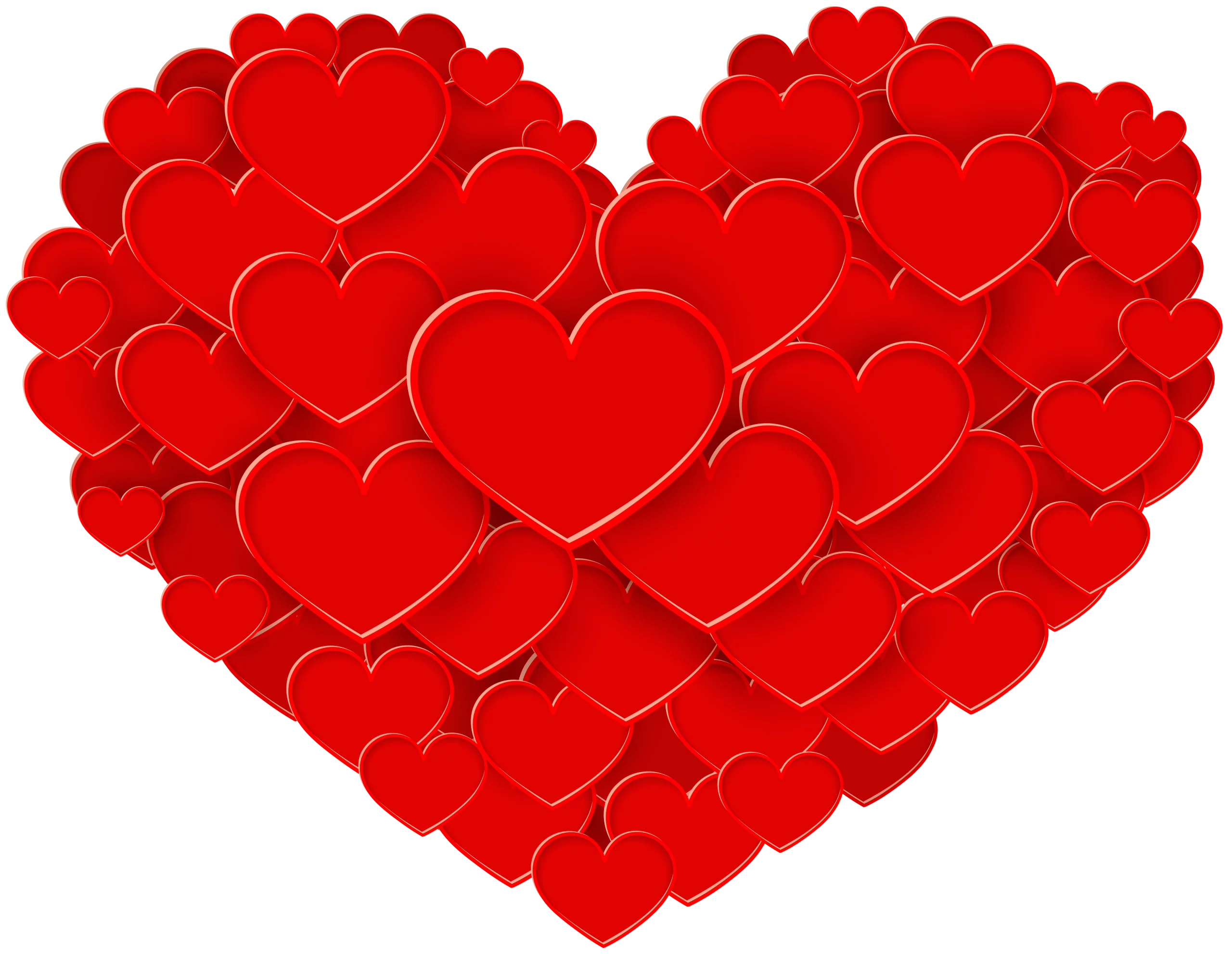 Layered Red Hearts Forming a Single Large Heart Symbol - Romantic Clipart Design