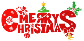 Merry Christmas Festive Typography with Holiday Decorations and Seasonal Clipart