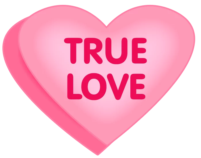 Pink Heart with True Love Text - Romantic Valentine Candy Heart Clipart