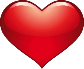 Shiny Red Heart Symbol with Glossy Finish - Classic Love Clipart Illustration