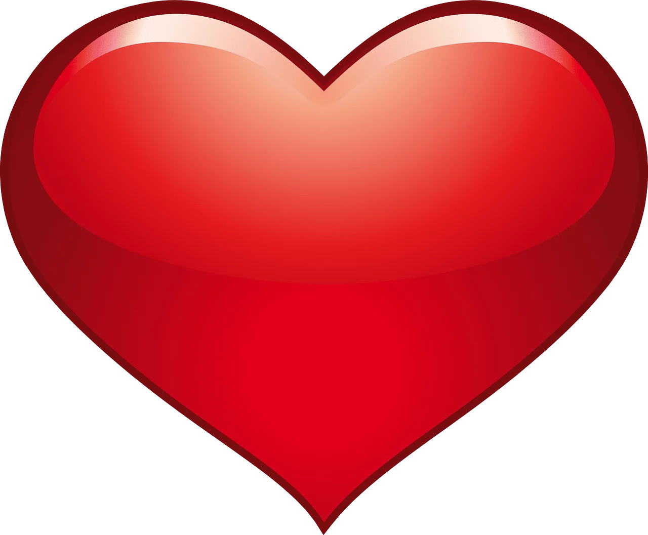 Shiny Red Heart Symbol with Glossy Finish - Classic Love Clipart Illustration