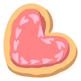 Sweet Heart-Shaped Cookie with Pink Frosting and Heart Decorations Clipart