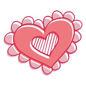 Sweet Pink Valentine Heart with Striped Center and Scalloped Border Clipart