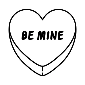 Sweet Valentine Heart Candy Outline with 'BE MINE' Message Clipart Design