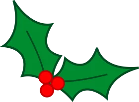 Traditional Christmas Holly Clipart with Vibrant Green Leaves and Red Berries