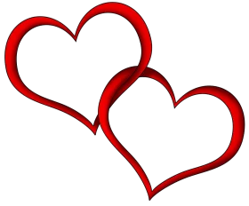 Two Elegant Red Heart Outlines Intertwined in Romantic Clipart Design