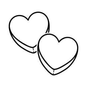 Two Overlapping Heart Outlines in Minimalist Black and White Design Clipart