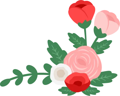 Beautiful Botanical Illustration: Elegant Rose Bouquet Arrangement with Crimson and Blush Blooms