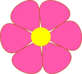 Bright Pink Flower with Yellow Center: Simple Floral Clipart Illustration